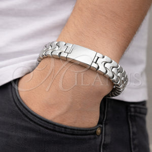 Pulsera Solida 03.222.0002.09 Acero Inoxidable, Pulido, Tono Plateado (Thickness, 9 Inches Length)
