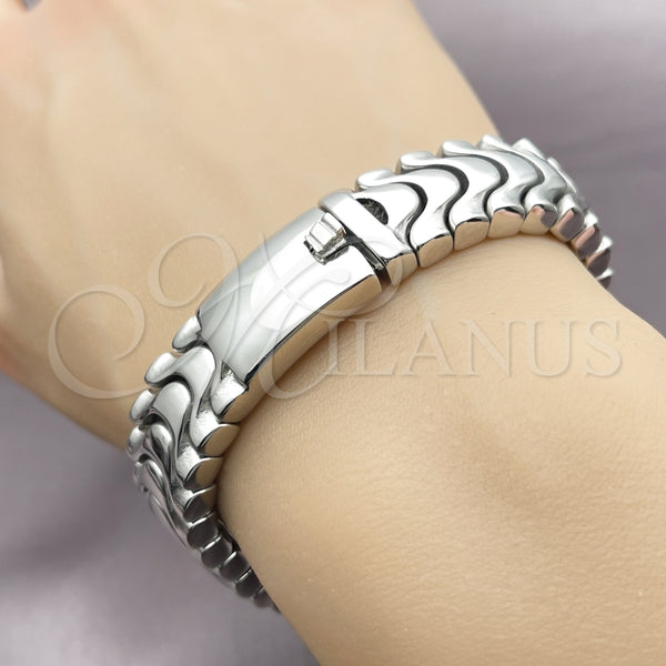 Pulsera Solida 03.222.0002.09 Acero Inoxidable, Pulido, Tono Plateado (Thickness, 9 Inches Length)