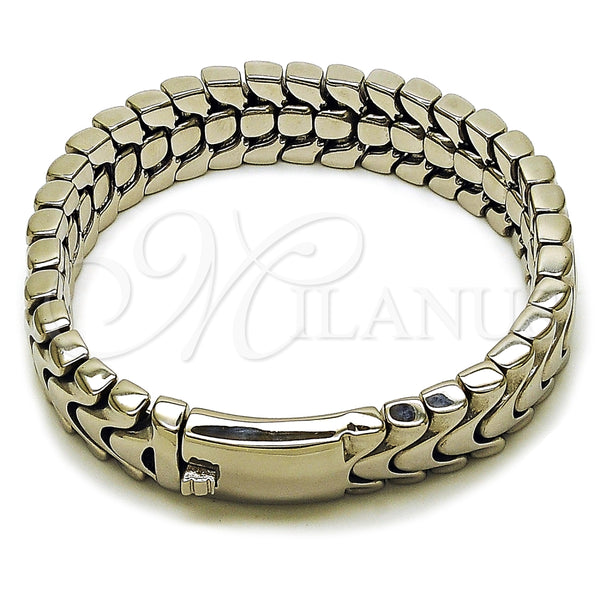 Pulsera Solida 03.222.0002.09 Acero Inoxidable, Pulido, Tono Plateado (Thickness, 9 Inches Length)