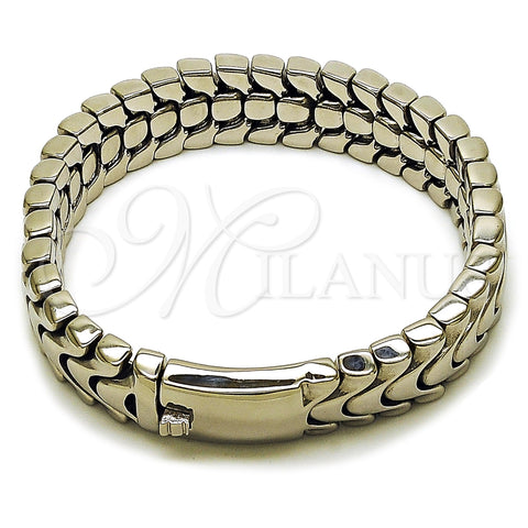 Pulsera Solida 03.222.0002.09 Acero Inoxidable, Pulido, Tono Plateado (Thickness, 9 Inches Length)