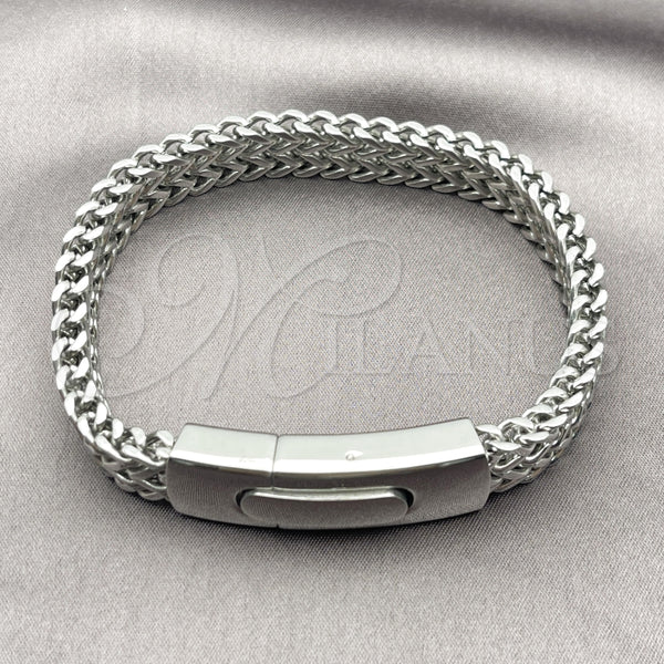 Pulsera Elegante 03.222.0005.09 Acero Inoxidable, Diseño de Square Franco, Pulido, Tono Plateado (Thickness, 9 Inches Length)