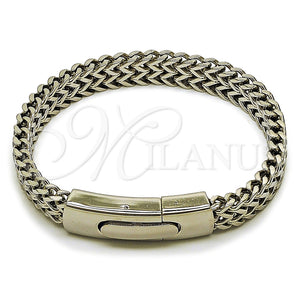 Pulsera Elegante 03.222.0005.09 Acero Inoxidable, Diseño de Square Franco, Pulido, Tono Plateado (Thickness, 9 Inches Length)