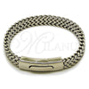 Pulsera Elegante 03.222.0005.09 Acero Inoxidable, Diseño de Square Franco, Pulido, Tono Plateado (Thickness, 9 Inches Length)