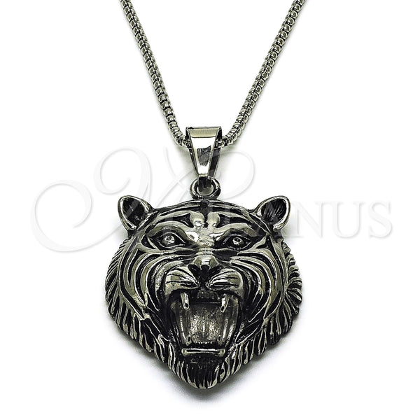 Collares con Dije 04.222.0001.24 Acero Inoxidable, Pulido, Tono Plateado (03 MM Thickness, 24 Inches Length)