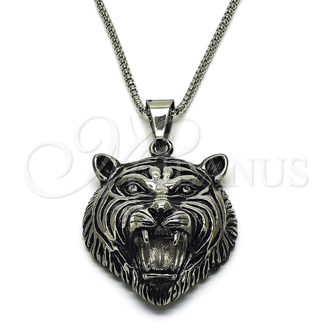 Collares con Dije 04.222.0001.24 Acero Inoxidable, Pulido, Tono Plateado (03 MM Thickness, 24 Inches Length)