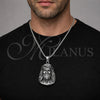 Collares con Dije 04.222.0002.24 Acero Inoxidable, Diseño de Jesus, Pulido, Tono Plateado (03 MM Thickness, 24 Inches Length)
