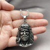 Collares con Dije 04.222.0002.24 Acero Inoxidable, Diseño de Jesus, Pulido, Tono Plateado (03 MM Thickness, 24 Inches Length)