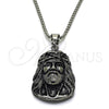 Collares con Dije 04.222.0002.24 Acero Inoxidable, Diseño de Jesus, Pulido, Tono Plateado (03 MM Thickness, 24 Inches Length)
