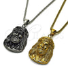 Collares con Dije 04.222.0002.24 Acero Inoxidable, Diseño de Jesus, Pulido, Tono Plateado (03 MM Thickness, 24 Inches Length)