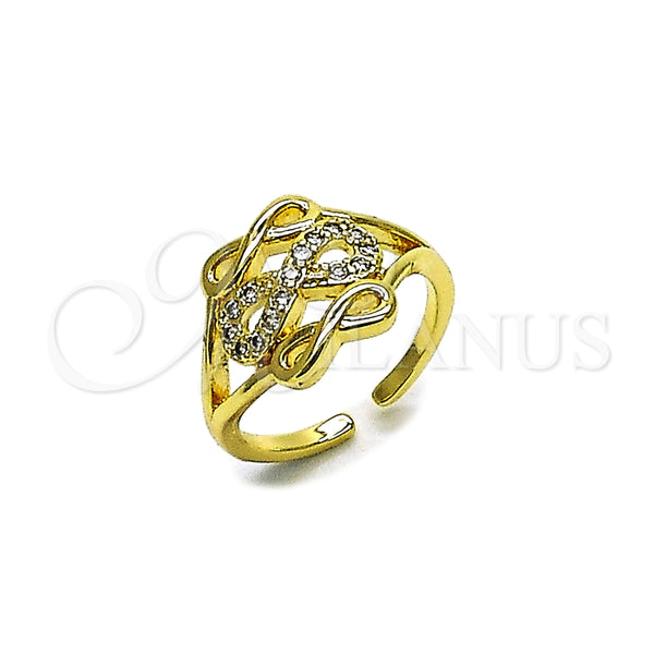 Anillo Multi Piedra 01.310.0049 Oro Laminado, Diseño de Infinito, con Blanca Zirconia Cubica, Pulido, Tono Dorado (One size fits all)