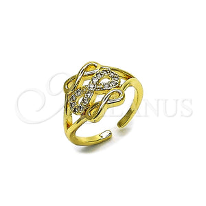 Anillo Multi Piedra 01.310.0049 Oro Laminado, Diseño de Infinito, con Blanca Zirconia Cubica, Pulido, Tono Dorado (One size fits all)