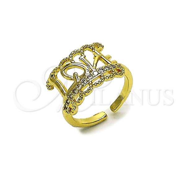 Anillo Multi Piedra 01.310.0050 Oro Laminado, Diseño de Amor, con Blanca Zirconia Cubica, Pulido, Tono Dorado (One size fits all)