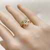 Anillo Multi Piedra 01.310.0051 Oro Laminado, Diseño de Infinito, con Blanca Zirconia Cubica, Pulido, Tono Dorado (One size fits all)