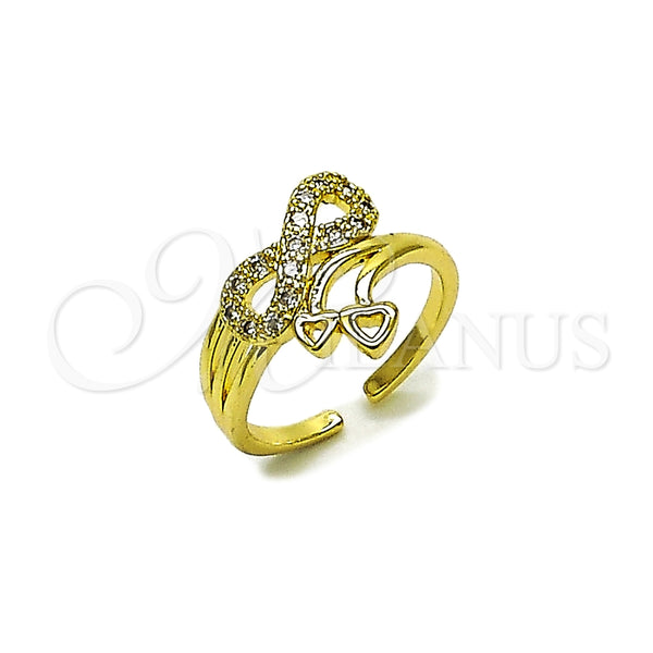 Anillo Multi Piedra 01.310.0051 Oro Laminado, Diseño de Infinito, con Blanca Zirconia Cubica, Pulido, Tono Dorado (One size fits all)