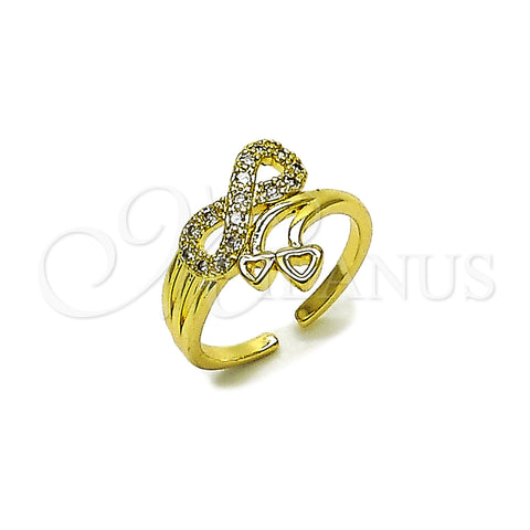 Anillo Multi Piedra 01.310.0051 Oro Laminado, Diseño de Infinito, con Blanca Zirconia Cubica, Pulido, Tono Dorado (One size fits all)