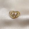 Anillo Multi Piedra 01.310.0052 Oro Laminado, Diseño de Amor, con Blanca Zirconia Cubica, Pulido, Tono Dorado (One size fits all)