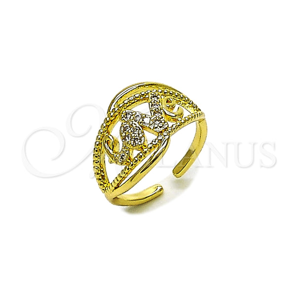 Anillo Multi Piedra 01.310.0052 Oro Laminado, Diseño de Amor, con Blanca Zirconia Cubica, Pulido, Tono Dorado (One size fits all)
