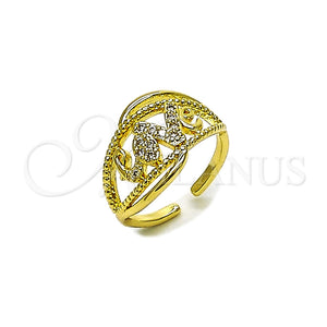 Anillo Multi Piedra 01.310.0052 Oro Laminado, Diseño de Amor, con Blanca Zirconia Cubica, Pulido, Tono Dorado (One size fits all)