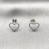 Arete Dormilona 02.310.0111 Rodio Laminado, Diseño de Corazón, con Micro Pave Blanca, Pulido, Rodinado