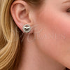 Arete Dormilona 02.310.0114 Rodio Laminado, Diseño de Corazón, con Zirconia Cubica Blanca, Pulido, Rodinado