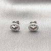 Arete Dormilona 02.310.0114 Rodio Laminado, Diseño de Corazón, con Zirconia Cubica Blanca, Pulido, Rodinado
