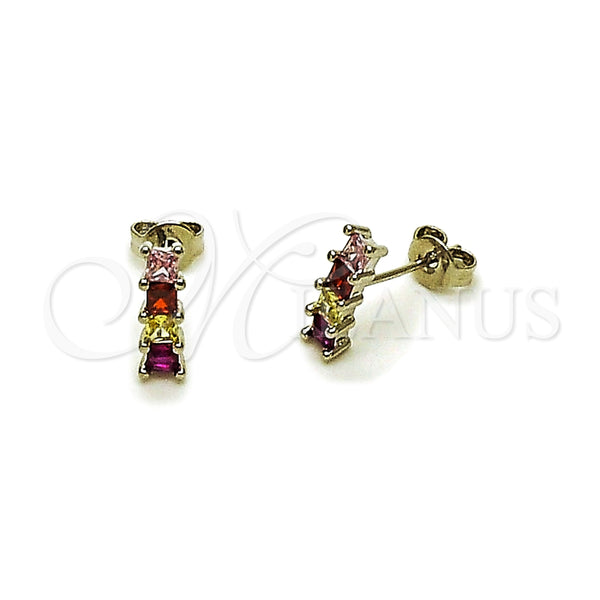 Arete Dormilona 02.310.0116 Rodio Laminado, con Zirconia Cubica Multicolor, Pulido, Rodinado
