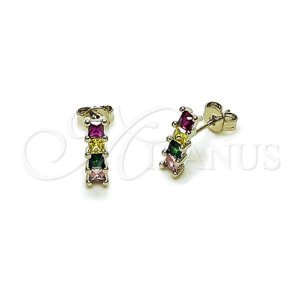 Arete Dormilona 02.310.0116.1 Rodio Laminado, con Zirconia Cubica Multicolor, Pulido, Rodinado