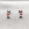 Arete Dormilona 02.310.0117 Rodio Laminado, Diseño de Baguette, con Zirconia Cubica Multicolor, Pulido, Rodinado