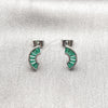 Arete Dormilona 02.310.0119 Rodio Laminado, Diseño de Baguette, con Zirconia Cubica Verde, Pulido, Rodinado