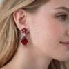 Arete Dormilona 02.452.0005 Rodio Laminado, Diseño de Flor y Gota, con Zirconia Cubica Granate, Pulido, Rodinado