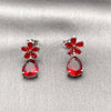 Arete Dormilona 02.452.0005 Rodio Laminado, Diseño de Flor y Gota, con Zirconia Cubica Granate, Pulido, Rodinado