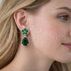 Arete Dormilona 02.452.0005.1 Rodio Laminado, Diseño de Flor y Gota, con Zirconia Cubica Verde, Pulido, Rodinado