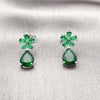 Arete Dormilona 02.452.0005.1 Rodio Laminado, Diseño de Flor y Gota, con Zirconia Cubica Verde, Pulido, Rodinado
