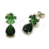 Arete Dormilona 02.452.0005.1 Rodio Laminado, Diseño de Flor y Gota, con Zirconia Cubica Verde, Pulido, Rodinado