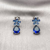 Arete Dormilona 02.452.0005.2 Rodio Laminado, Diseño de Flor y Gota, con Zirconia Cubica Zafiro Azul, Pulido, Rodinado