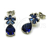 Arete Dormilona 02.452.0005.2 Rodio Laminado, Diseño de Flor y Gota, con Zirconia Cubica Zafiro Azul, Pulido, Rodinado