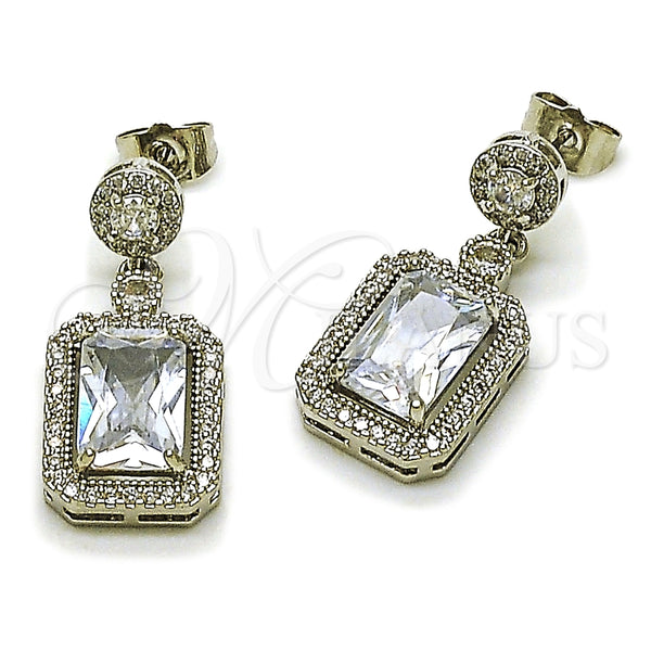 Arete Colgante 02.452.0006.2 Rodio Laminado, Diseño de Cluster, con Zirconia Cubica Blanca, Pulido, Rodinado
