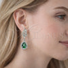 Arete Colgante 02.452.0008.3 Rodio Laminado, Diseño de Gota y Alas, con Zirconia Cubica Zafiro Azul, Pulido, Rodinado