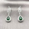 Arete Colgante 02.452.0008.3 Rodio Laminado, Diseño de Gota y Alas, con Zirconia Cubica Zafiro Azul, Pulido, Rodinado