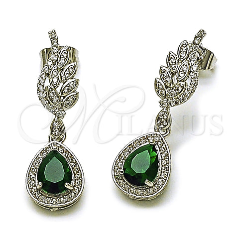 Arete Colgante 02.452.0008.3 Rodio Laminado, Diseño de Gota y Alas, con Zirconia Cubica Zafiro Azul, Pulido, Rodinado