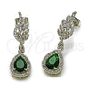 Arete Colgante 02.452.0008.3 Rodio Laminado, Diseño de Gota y Alas, con Zirconia Cubica Zafiro Azul, Pulido, Rodinado
