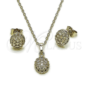 Juego de Arete y Dije de Adulto 10.452.0001 Rodio Laminado, con Zirconia Cubica Blanca, Pulido, Rodinado