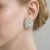 Arete Dormilona 02.452.0011 Rodio Laminado, Diseño de Cluster y Baguette, con Zirconia Cubica Blanca, Pulido, Rodinado