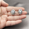 Arete Dormilona 02.452.0014 Rodio Laminado, Diseño de Nudo y Baguette, con Zirconia Cubica Blanca, Pulido, Rodinado