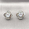 Arete Dormilona 02.452.0014 Rodio Laminado, Diseño de Nudo y Baguette, con Zirconia Cubica Blanca, Pulido, Rodinado