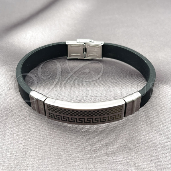 Pulsera Elegante 03.219.0001.08 Acero Inoxidable, Diseño de Llave Griega, Pulido, Tono Plateado (10 MM Thickness, 8 Inches Length)