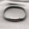 Pulsera Elegante 03.440.0001.09 Acero Inoxidable, Diseño de Square Franco, Pulido, Tono Plateado (08 MM Thickness, 9 Inches Length)