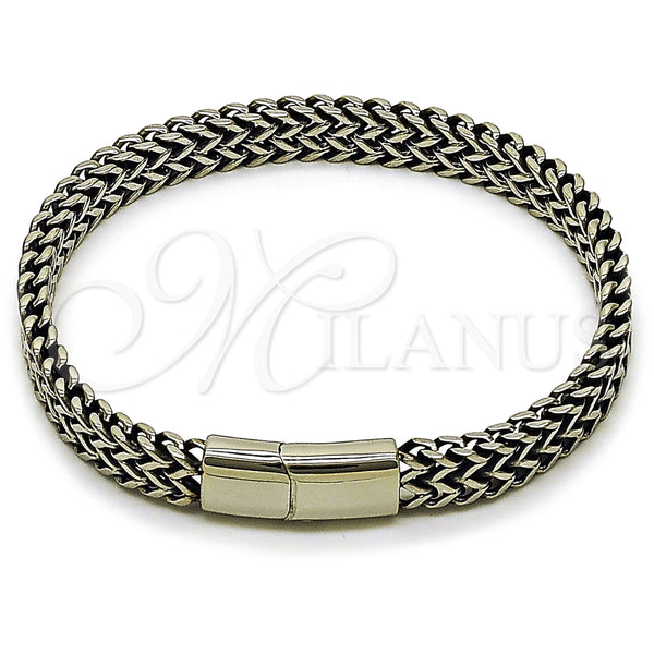Pulsera Elegante 03.440.0001.09 Acero Inoxidable, Diseño de Square Franco, Pulido, Tono Plateado (08 MM Thickness, 9 Inches Length)