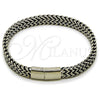 Pulsera Elegante 03.440.0001.09 Acero Inoxidable, Diseño de Square Franco, Pulido, Tono Plateado (08 MM Thickness, 9 Inches Length)