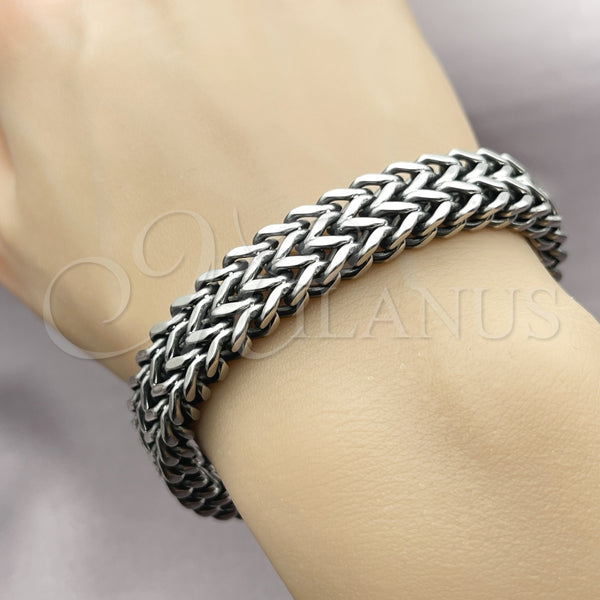 Pulsera Elegante 03.440.0002.09 Acero Inoxidable, Diseño de Square Franco, Pulido, Tono Plateado (12 MM Thickness, 9 Inches Length)